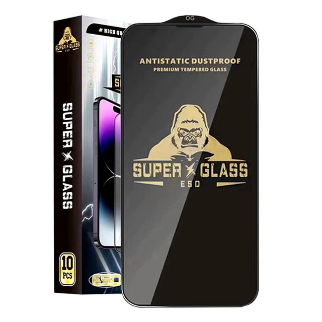 Wholesale ESD Black King Kong Transparent Screen Protector HD Clear Anti-Static Tempered Glass for iPhone 16e 15 14 13 Pro Max