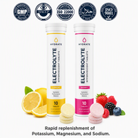 Comprimés effervescents électrolytiques sans sucre pour une hydratation rapide, adaptés au régime cétogène, sans calorie, complément alimentaire pour les sportifs