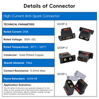 Connecteur de batterie anti-étincelles QS10P-U 210A avec oreille de fixation pour drone, stockage d'énergie, camping-car