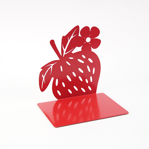 New Design Decorative Red Strawberry Iron Metal Bookends with Non-slip Pad for Kids Desk <b>School</b> Office Desk Decoration - Product Image 2