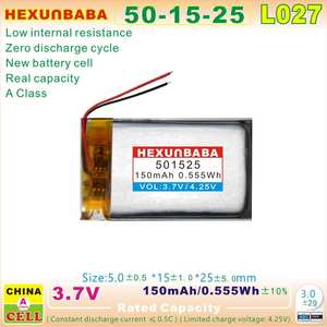 3.7V 150mAh 501525 <span class=keywords><strong>2</strong></span>สายแบตเตอรี่ลิเธียมไอออนลิเธียมไอออนลิเธียมสำหรับนาฬิกาอัจฉริยะ TWS หูฟังบลูทูธหูฟัง MP3 L027 - Product Image 4