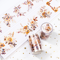 Rouleaux d'autocollants en PET transparents à fleurs 3D haut de gamme personnalisés pour journal et scrapbooking