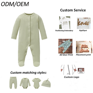 新生児用長袖ロンパース オーガニックコットン インターロック ベビー服 ベビーロンパース (卸売) - Product Image 6