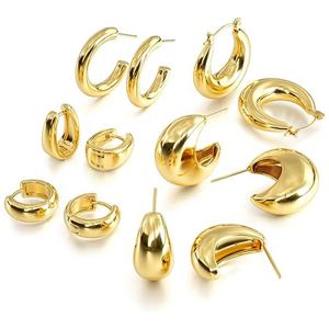 <b>Fashion</b> Jewelry Designer Wholesale Bulk Gold Plate Stainless Steel <b>Earrings</b> Women Statement Chunky Hollow Drop <b>Hoop</b> <b>Earrings</b> - Product Image 4