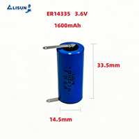 Baterías Primarias Cilíndricas de Litio/SOCl2 Renovables de 3.6V ER14335, Tamaño 2/3AA, 1600mAh con Terminales de Soldadura