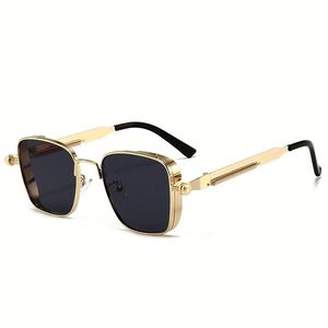 Vente en gros de lunettes de soleil vintage pour hommes et femmes 2025, style punk en métal, UV400, lunettes de soleil carrées steampunk - Product Image 4