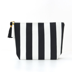 Corduroy Striped Zipper Closure Storage <strong>Bag</strong> Contrasting Color Simple Fashionable Makeup <strong>Bag</strong> Large Capacity Portable Convenient - Product Image 1