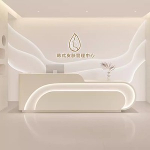 Kích thước tùy chỉnh Thẩm mỹ viện sang trọng hiện đại trắng bằng gỗ tiếp tân truy cập với đèn LED - Product Image 2