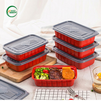 Professionele wegwerp PP plastic voedselcontainer in twee kleuren, geschikt voor magnetron, bento lunchbox voor bezorgdiensten