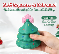 Jouet Squishy Père Noël, Base Arbre de Noël, Poupée Souple à Remontée Lente, Jouet Sensoriel Anti-Stress à Presser, Cadeau