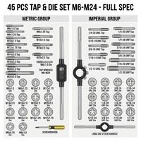 Jeu de tarauds et filières 45/76/110 pièces M6-M24 métrique et impérial en acier allié GCr15 HSS, kit d'outils manuels de filetage, norme DIN