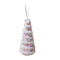 Décoration de Noël de haute qualité : Modèle boule de bonbons rose, pendentif macaron, sucette cône colorée pour fête