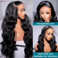 Perruques Lace Front en Cheveux Humains Naturels Sans Colle 13*4 Cheveux Brésiliens Bruts Ondulés Pré-Pluckés Perruques Frontales HD pour Femmes Noires