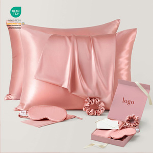 Tùy Chỉnh Lụa Thiết Lập Sang Trọng Gối Và Mặt Nạ Mắt Thiết Lập 100% Tinh Khiết Lụa Tóc Scrunchies Dâu Lụa Gối Trường Hợp Với Dây Kéo - Product Image 1