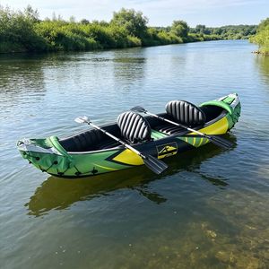 Canoë gonflable pour deux personnes - Kayak/raft gonflable portable pour la pêche en plein air et la navigation fluviale - Product Image 5