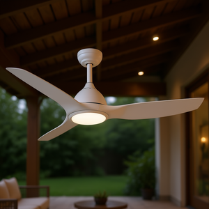 เบรดูมพัดลมเพดาน LED สีขาวขนาด 52 นิ้วพร้อมรีโมทคอนโทรลมอเตอร์ดีซีสำหรับลานบ้านดีไซน์ทันสมัย - Product Image 2