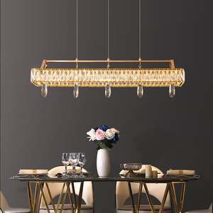 Alta calidad decoración del hogar LED Luz Hotel Villa rectangular lujo K9 cristal oro araña - Product Image 3