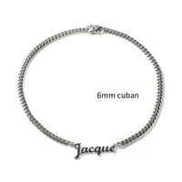 Collar con Placa de Nombre Personalizada de Acero Inoxidable, Cadena Cubana Dorada, Joyería Personalizada