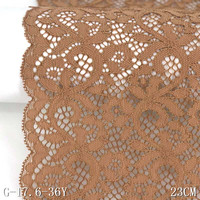 Dentelle extensible florale marron de 22 cm, garniture en dentelle élastique, matière nylon spandex pour lingerie, sous-vêtements, décoration de robes, couture
