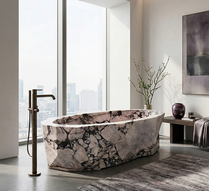 Vasca da Bagno in Marmo Calacatta Viola di Design Elegante e di Alta Gamma, Forma Irregolare, Arredo Bagno <span class=keywords><strong>per</strong></span> Ville, Hotel e Appartamenti - Product Image 2