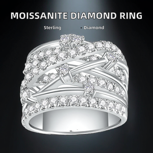 Anillo de Compromiso de Lujo Jiuzuan con Moissanita, Chapado en Plata, Engaste Pavé, Corte Ovalado, Estilo Clásico, 10g - Product Image 2