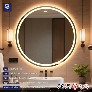 Specchio da Bagno LED Intelligente Moderno Rotondo Satinato, Montato a Parete <span class=keywords><strong>con</strong></span> Schermo Touch, <span class=keywords><strong>Luce</strong></span> Dimmerabile e Funzione Antiappannamento - Product Image 1