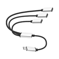 Kabel adaptor Splitter tipe C, 1 3 USB-C Male 3 USB-C Female panjang 5m OTG kemampuan transmisi Data pengisi daya Multi-Port