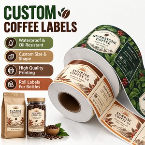Étiquettes personnalisées pour sachets de café torréfié, autocollants imperméables pour emballage, impression sur papier, étiquettes pour sachets en plastique - Product Image 1