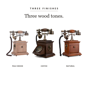 Teléfono Retro Europeo, Mueble de Madera y Accesorios en Tono Latón, Adorno Decorativo para el Hogar - Product Image 6