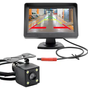 4.3 Inch Car Monitor Vehicle Rear View Reverse Backup Car LED Camera Video Parking System Easy Installation