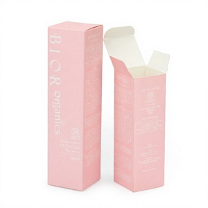 Boîte cosmétique en papier rose pastel à fond rigide, emballages pliables personnalisés pour la marque de soins de la peau à base de lotion et sérum de rose bio VC - Product Image 1