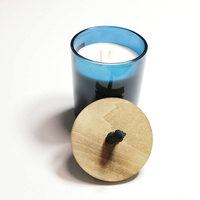 Bougie en céramique de différentes tailles, bocal en verre MDF/Pin/Pawlonia/Hêtre/Bambou/Melia/Frêne/Bois d'hévéa, couvercle rond