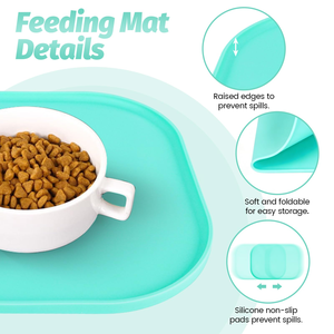 Reusable Waterproof <b>Silicone</b> Pet Bowl <b>Mat</b> Washable Pet Pad for Comfort and Hygiene - Product Image 3