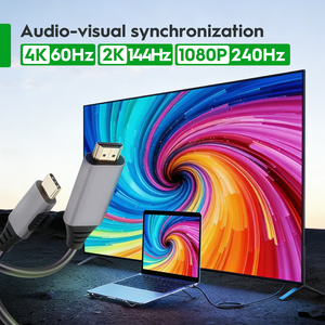 Wistar <span class=keywords><strong>สาย</strong></span>เคเบิลชนิด C เป็น <span class=keywords><strong>HDMI</strong></span> ความเร็วสูง1.8ม. 4K 60Hz 1080P ชนิด USB-C ชนิด C ตัวผู้เป็น <span class=keywords><strong>HDMI</strong></span> ตัวผู้<span class=keywords><strong>สาย</strong></span>สำหรับ HDTV - Product Image 3