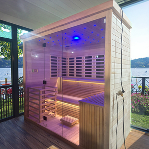 Sauna à vapeur carré extérieur en bois de cèdre rouge massif, le plus vendu, avec panneau de commande numérique - Product Image 5