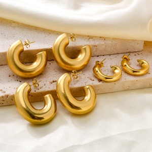 Pendientes de Aro Gruesos Chapados en Oro de 18k, Hipoalergénicos, con Diseño Trenzado, para Mujer - Product Image 3