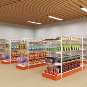 Kainice Heavy Duty Powder Coated <strong>Double</strong> <strong>Sided</strong> Stainless Steel Metal Display Shelf Backboard Wire Supermarket Gondola <strong>Shelving</strong> - Product Image 5