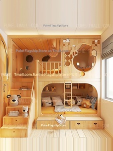 Nouveau <span class=keywords><strong>lit</strong></span> superposé en bois pour enfants et adolescents 2026, 1,5 m, double couche, personnalisable, design simple, avec rangement intégré - Product Image 4