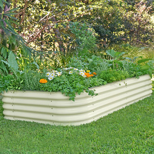 Lits <span class=keywords><strong>de</strong></span> <span class=keywords><strong>jardin</strong></span> surélevés en métal avec cages à tomates, jardinière modulaire pour patio, arrière-cour, légumes et herbes (ovale) - Product Image 5
