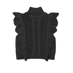 <span class=keywords><strong>Gilet</strong></span>/vêtement d'extérieur pour filles BENE, style britannique, tricoté en dentelle de coton, col haut, couleur unie, fleurs, mignon, automne/hiver - Product Image 4