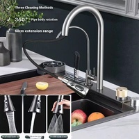 Évier de cuisine commercial de luxe moderne sous le comptoir Évier de cuisine multifonctionnel noir en acier inoxydable 304 avec ensemble complet d'accessoires