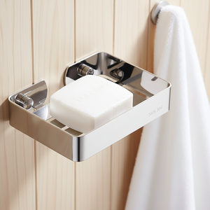 Porte-savon rectangulaire mural noir mat en plastique avec égouttoir intégré, design minimaliste pour salle de bain - Product Image 2