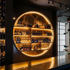 עיצוב בר מסחרי נירוסטה ריהוט ביתי מודרני מדף אחורי לבר ייעודי לתצוגת יין תאורת לד ציפוי PVD - Product Image 6