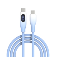 Câble USB-C vers USB-C NITIKA 100W 5A avec affichage numérique, câble de charge rapide en silicone, plusieurs couleurs au choix