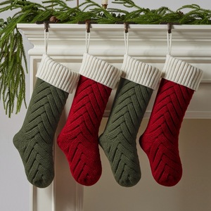 Chaussettes de Noël en gros à suspendre au sapin, grande taille, tricotées à rayures, cadeaux de Noël pour enfants - Product Image 2