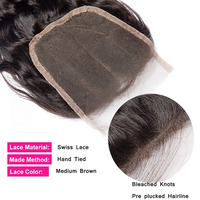 Vente en gros économique Closure en dentelle suisse HD 4x4 5x5 6x6 en cheveux humains brésiliens Water Wave, effet mouillé et ondulé, avec baby hair 1B