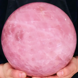 Grande sfera di cristallo rosa rosa di quarzo di roccia naturale Feng Shui sfera lucidata per la decorazione d'interni - Product Image 6