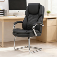 Chaise de bureau exécutive moderne en cuir PU robuste pour bureau à domicile, hauteur réglable, base en alliage d'aluminium, accoudoirs