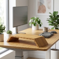 Support d'écran d'ordinateur de bureau réglable en bambou, support d'ordinateur pliable en bambou