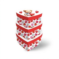 Caja de Regalo de Papel con Forma de Corazón, 3 Piezas, Linda Caja de Cartón con Patrón de Osito y Corazón para Empacar Regalos de Chocolate de San Valentín